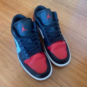 Jordan Black and Red Low-Top Sneakers